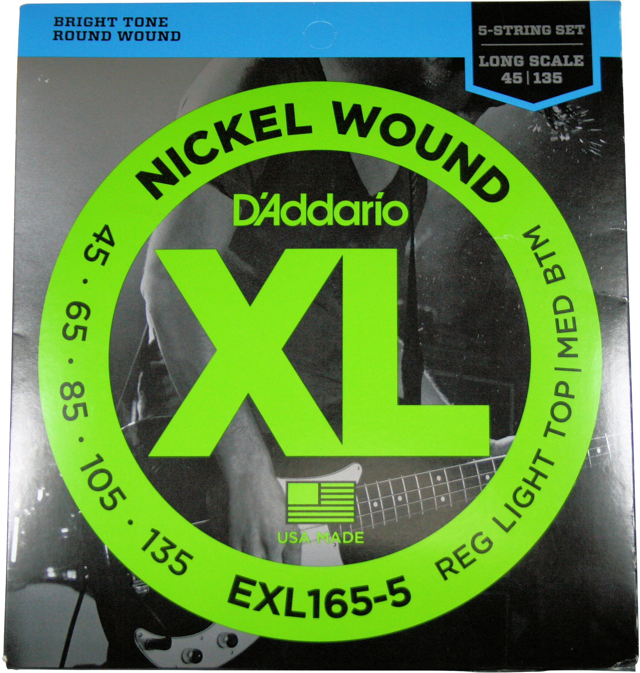 D'addario EXL165-5 Electric Bass 5-String Set Nickel Round Wound Long Scale  45-135 - jeu de 5 cordes Cordes basse électrique