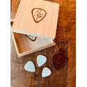 ChickenPicks Luxury Wooden Box W/ 3 Guitar Picks Plus Leather Pouch 3-wood-CP